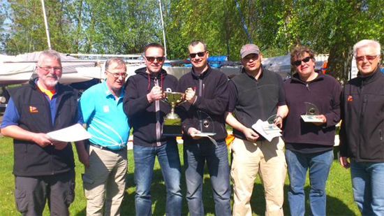 Race committee members with winners Heiko Winkler and Uwe Thielemann and 3rd place Marko Hasche and Andre Nolte.
